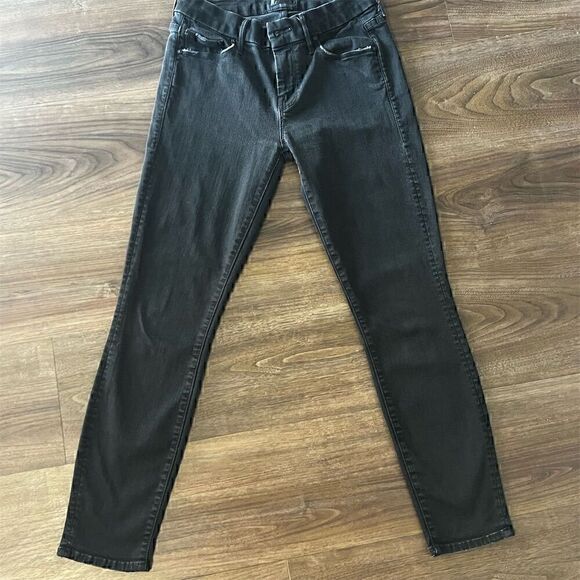 MOTHER The Looker Crop Skinny Jeans Black Denim Women's Size 25 Five-Pocket - Picture 4 of 11